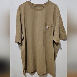 Carhartt Men's K87 Tan Size 3XL Tall Pocketed Short Sleeve T-Shirt - Desert B12
